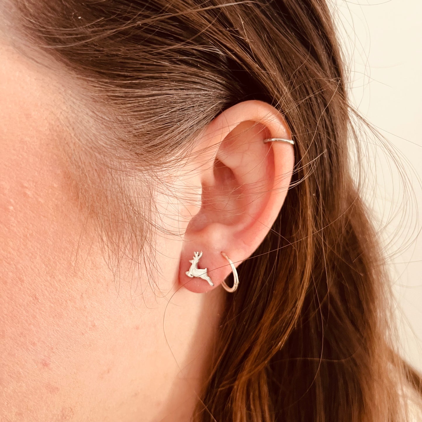 SILVER REINDEER STUDS
