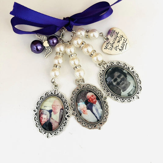 TRIPLE PEARL ANGEL PHOTO BOUQUET CHARM