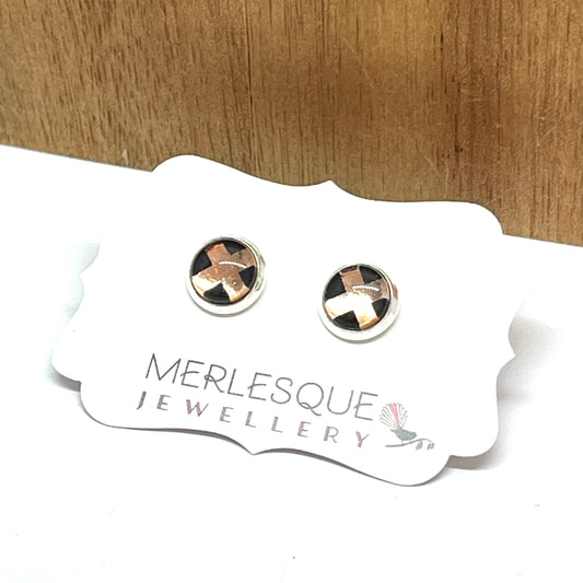 Rose gold and black cross studs