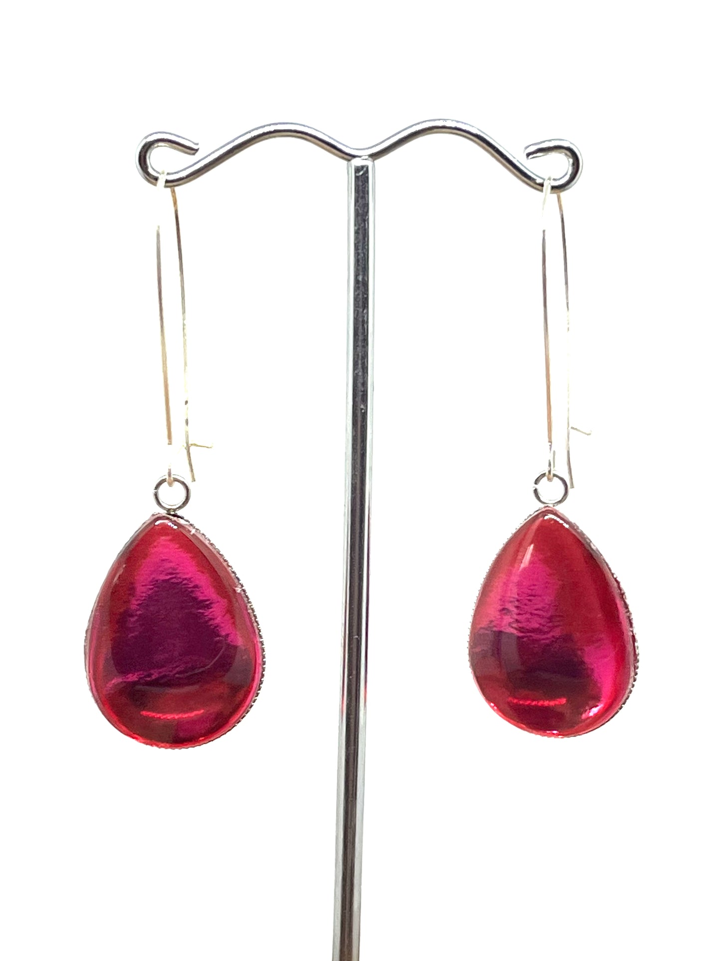 HOT PINK TEARDROP EARRINGS