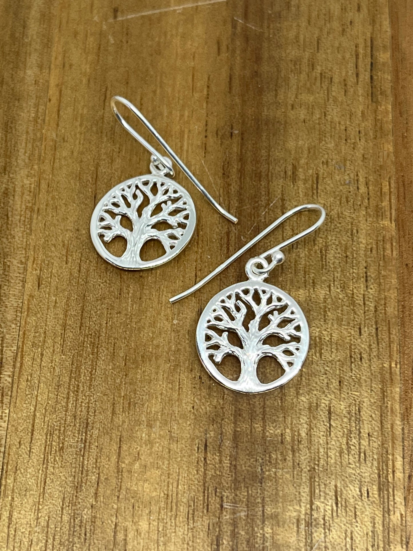 Sterling silver tree of life hook earrings
