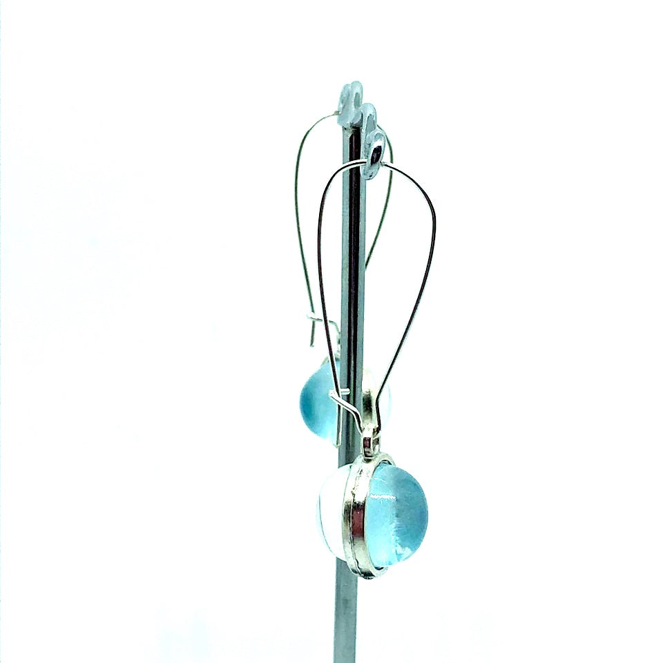 DOUBLE SIDED BLUE + GREEN GLASS DOME EARRINGS
