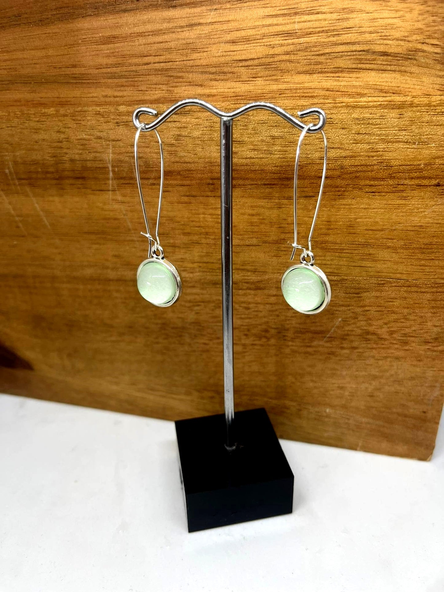 DOUBLE SIDED GREEN TONE EARRINGS