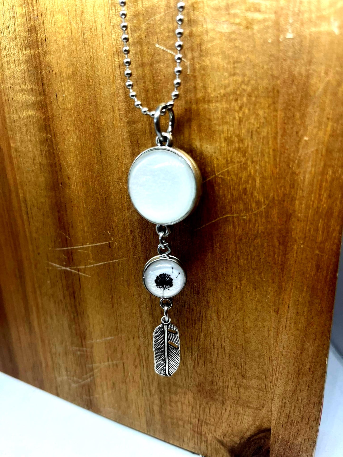 DOUBLE SIDED SILVER BEE + DANDELION NECKLACE