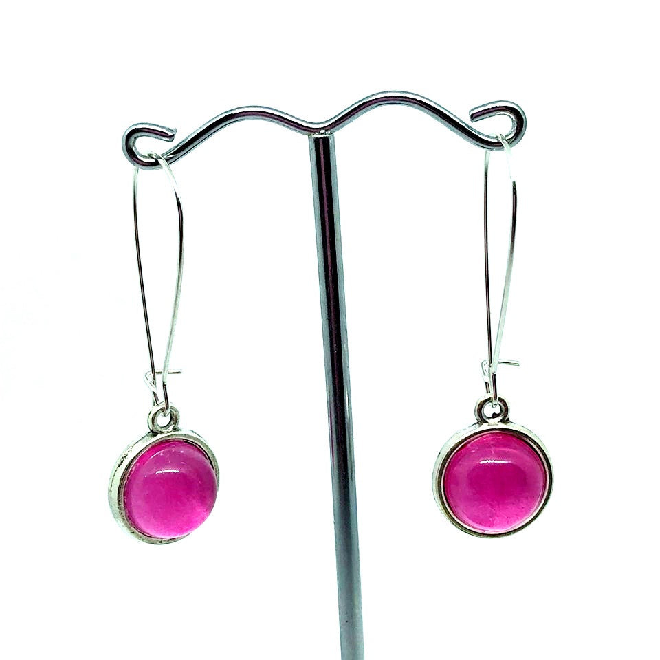 Double sided pink glass dome earrings