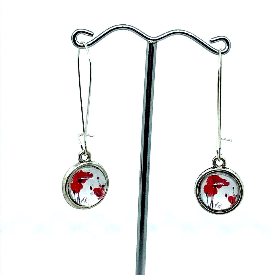 Poppy glass dome earrings