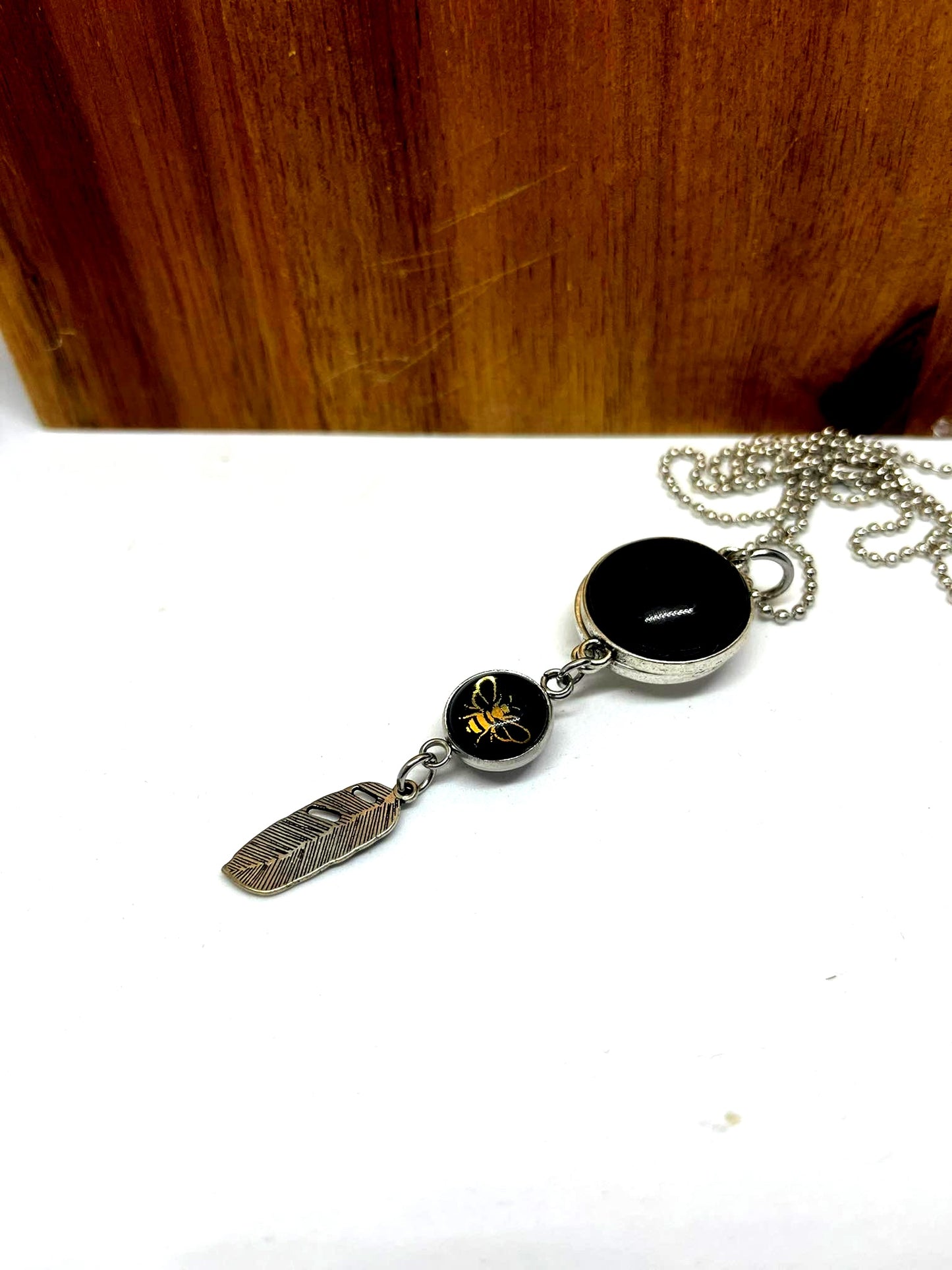 DOUBLE SIDED GOLD BEE + DANDELION NECKLACE