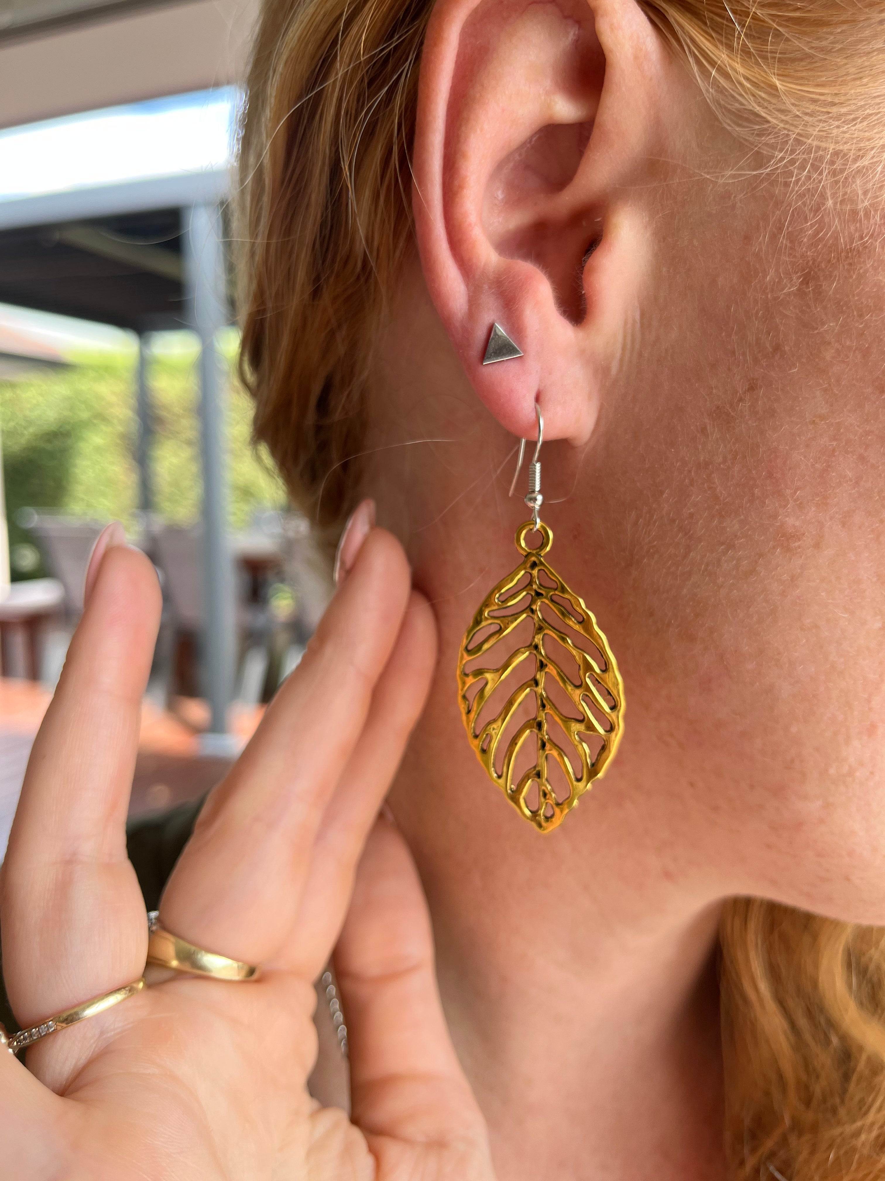 Gold 2025 leaf earrings