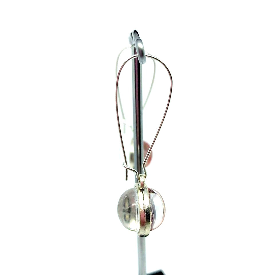 DOUBLE SIDED FANTAIL + POPPY GLASS DOME EARRINGS