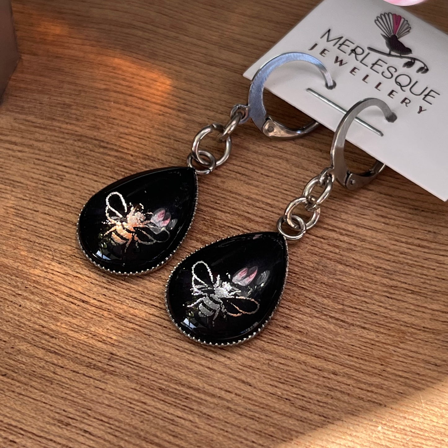 GOLD BEE TEARDROP EARRINGS