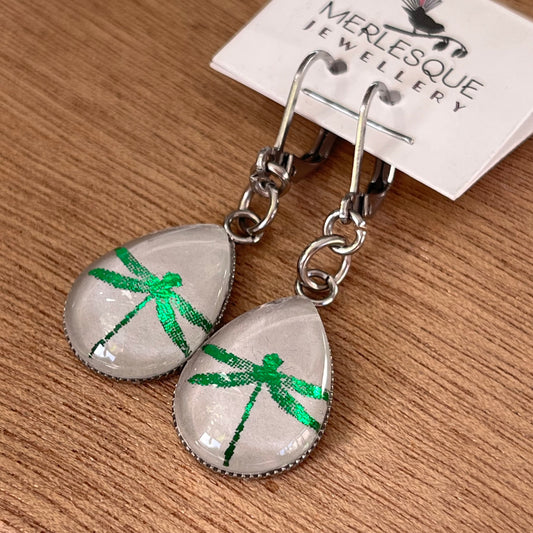 GREEN DRAGONFLY EARRINGS