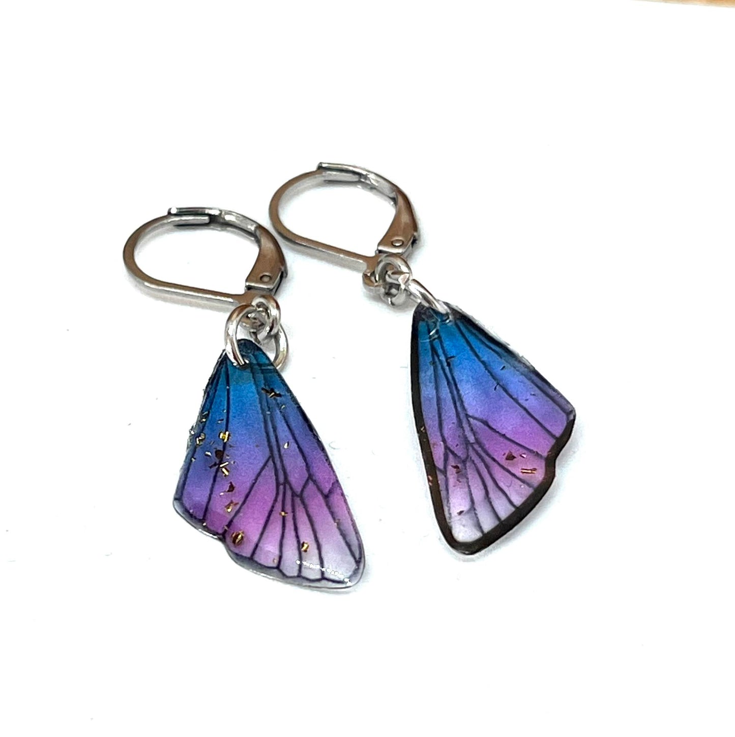 BLUE AND PURPLE BUTTERLY EARRINGS