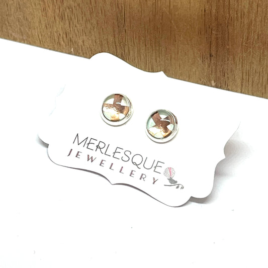 MINT + ROSE GOLD CROSS STUDS