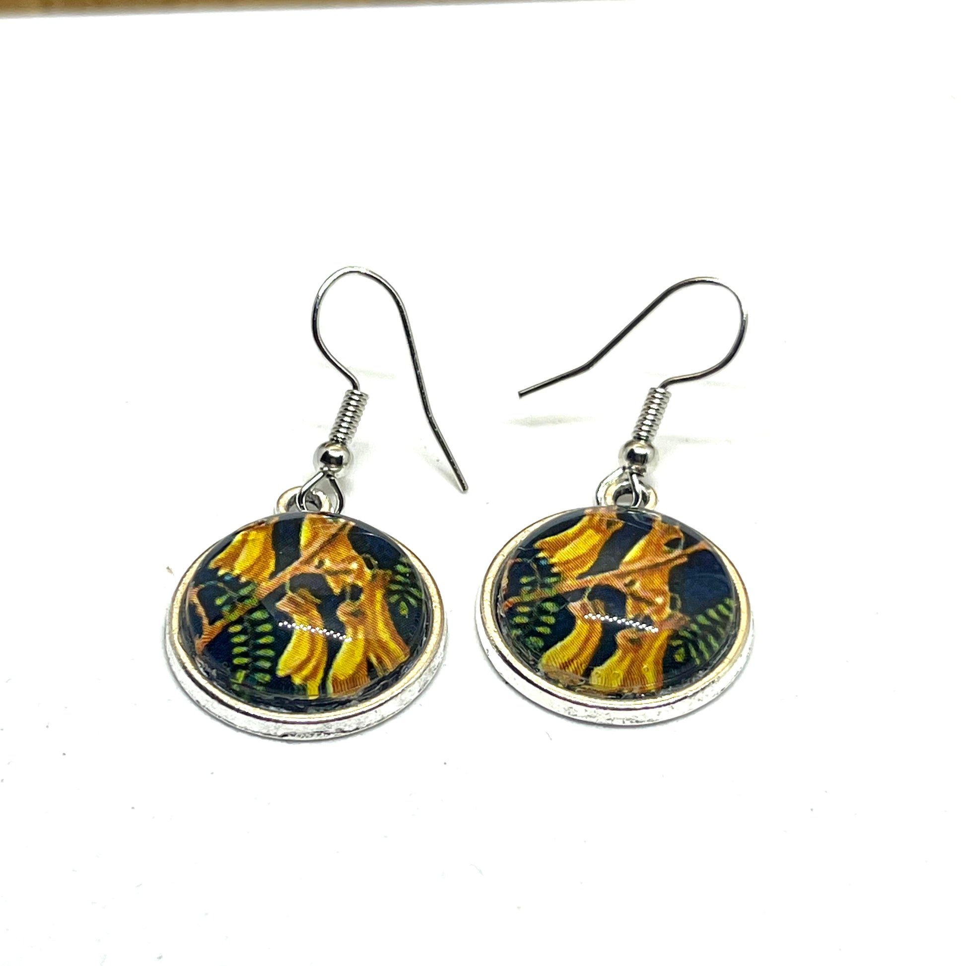 Kowhai stamp image on short earring hooks