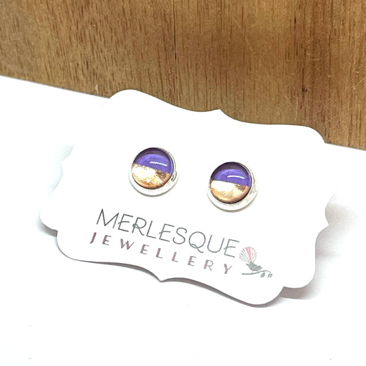 PURPLE + ROSE GOLD DIPPED STUDS