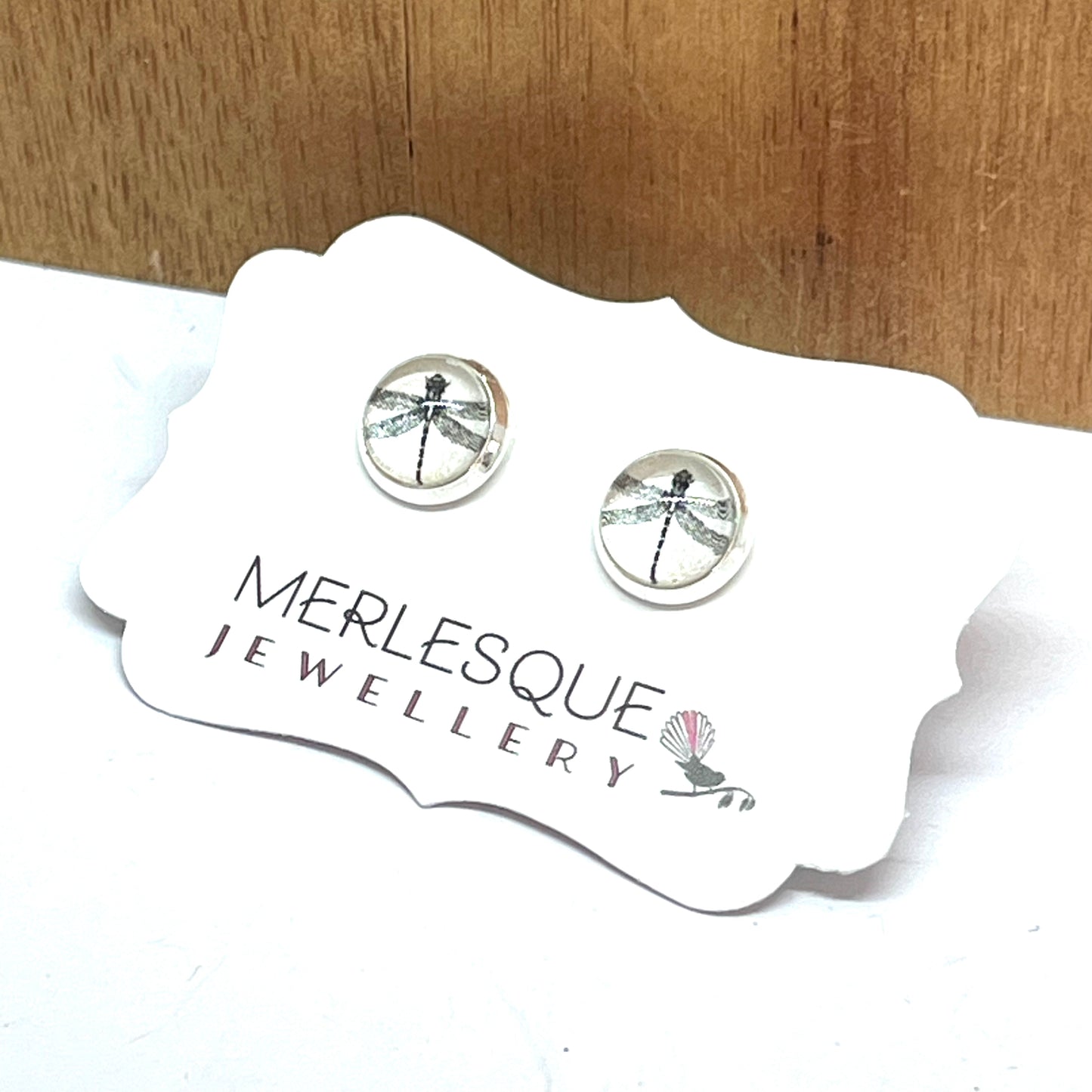 PEARL + BLACK DRAGONFLY STUDS
