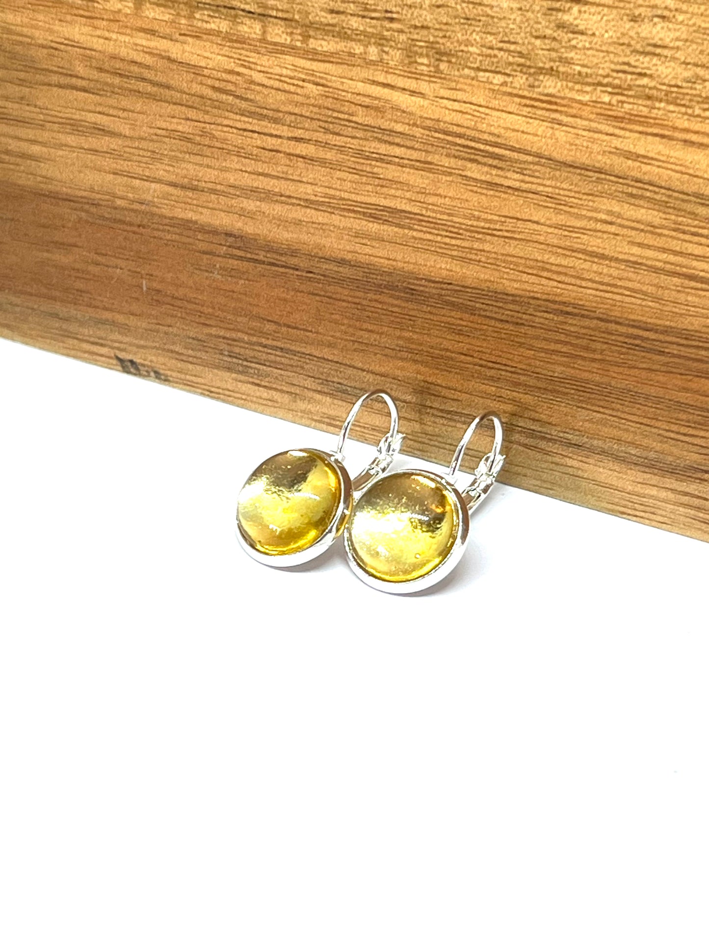 Gold glass dome earrings