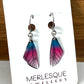 Stunning Aqua and pink dainty butterfly wing earrings