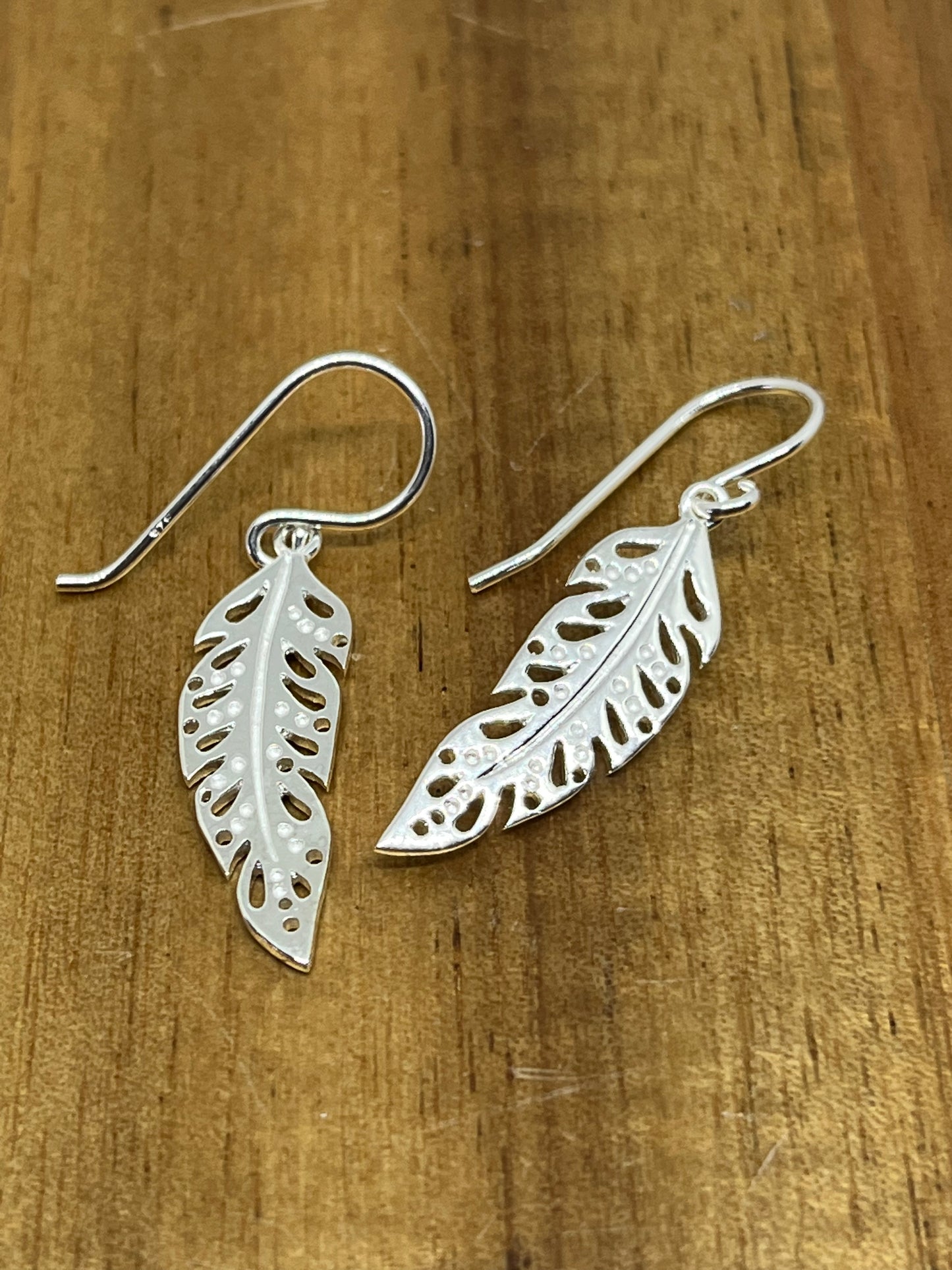Sterling silver leaf earrings 