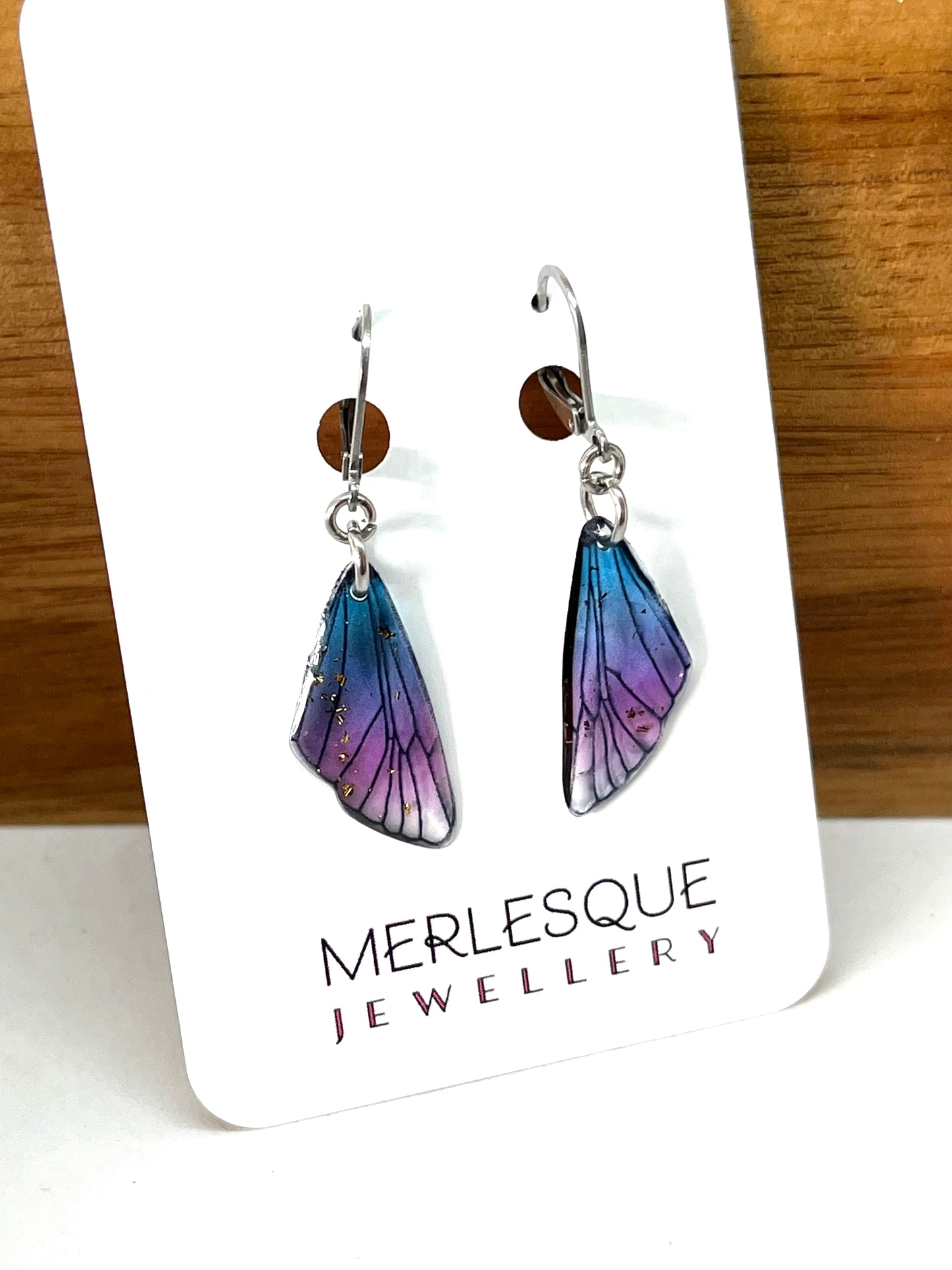 BLUE AND PURPLE BUTTERLY EARRINGS