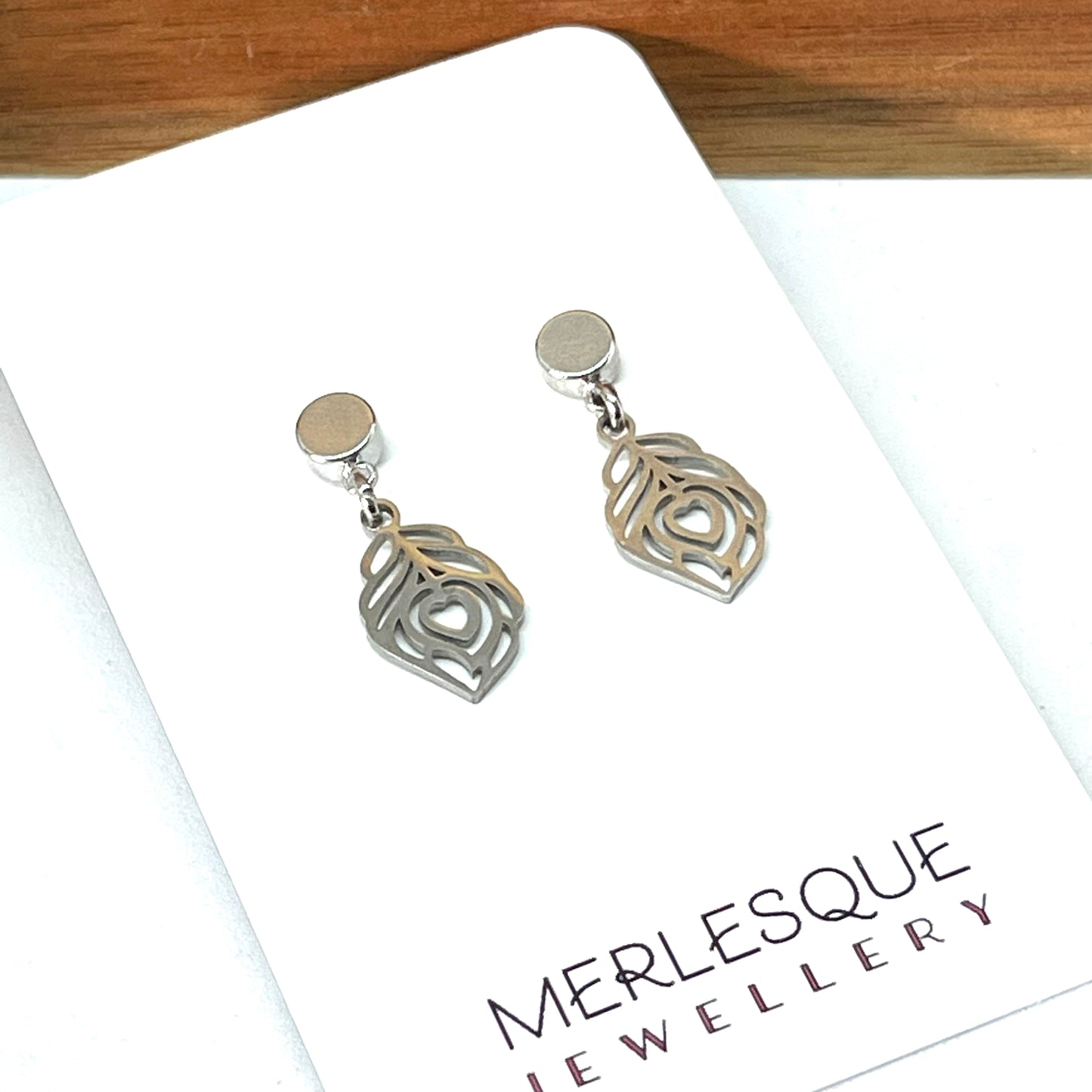 SILVER LOVE FEATHER EARRINGS