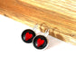  ruby red heart metallic glass dome earrings