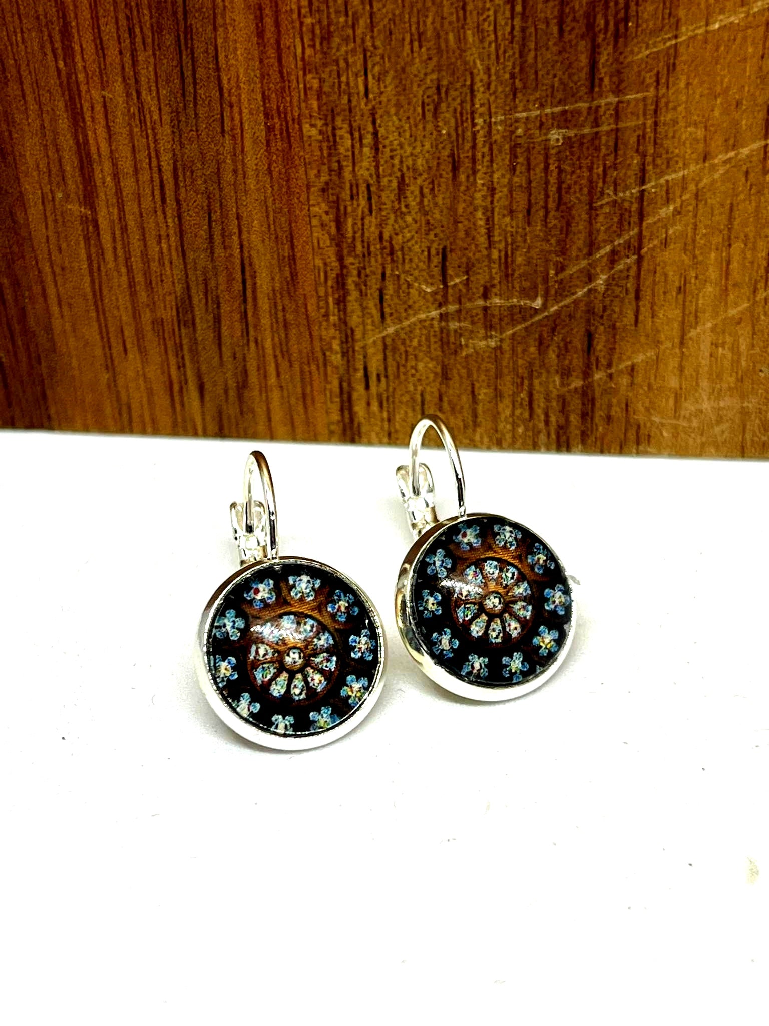 Christchurch cathedral rose window glass dome earrings 