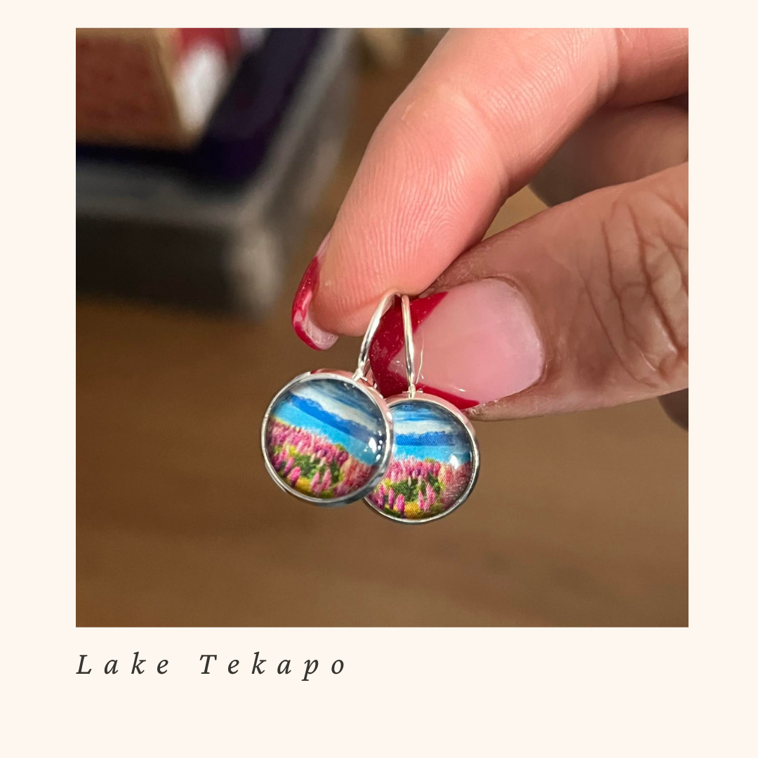 Lake tekapo glass dome earrings