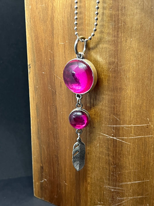 DOUBLE SIDED RUBY RED + HOT PINK NECKLACE