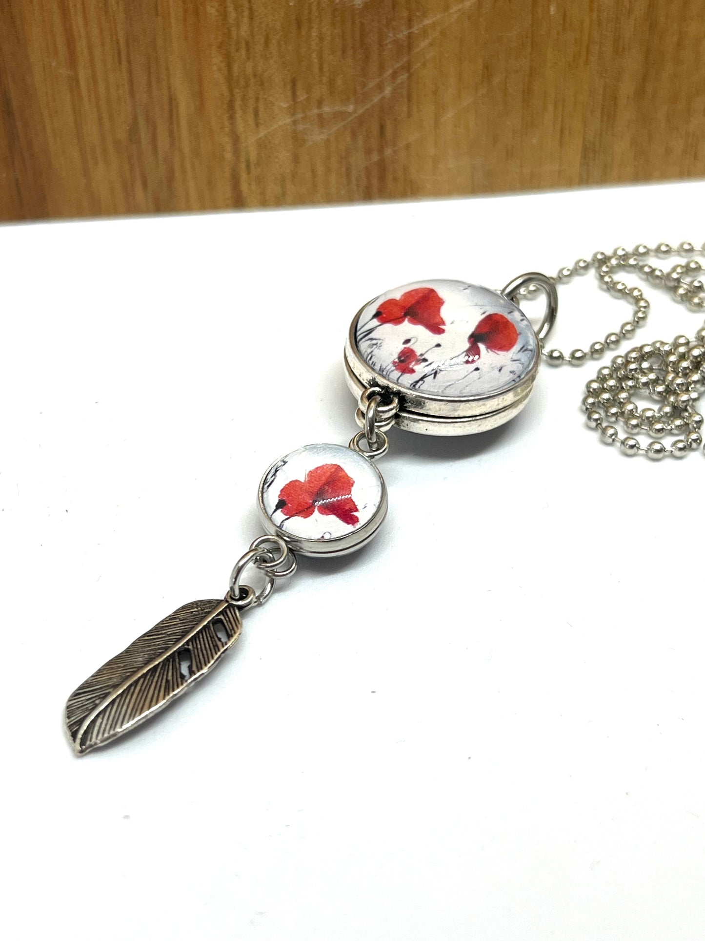 Poppy glass dome necklace