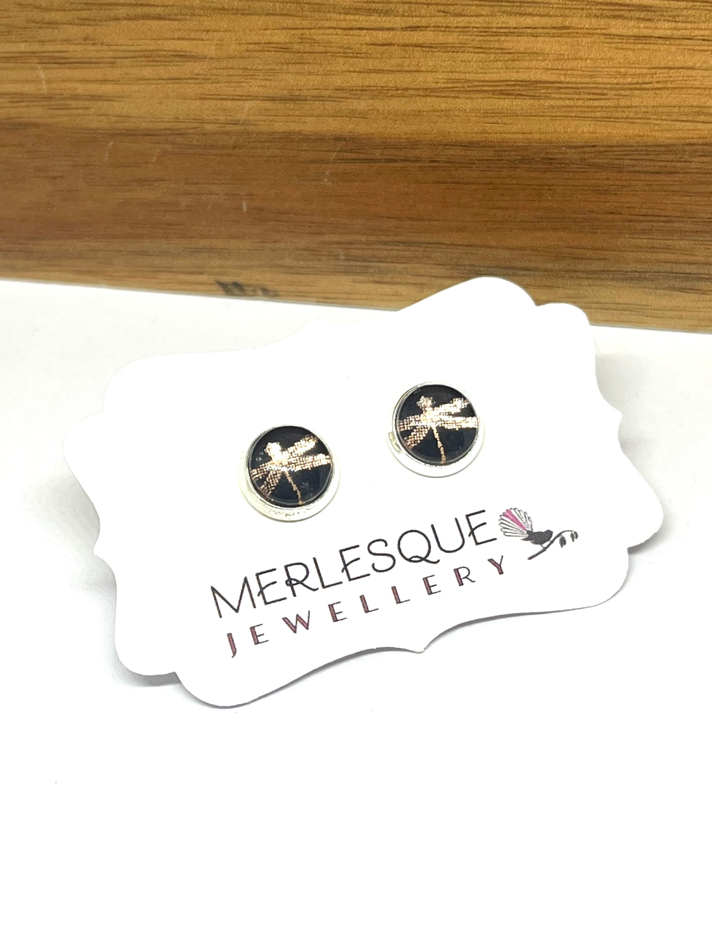 SILVER DRAGONFLY STUDS