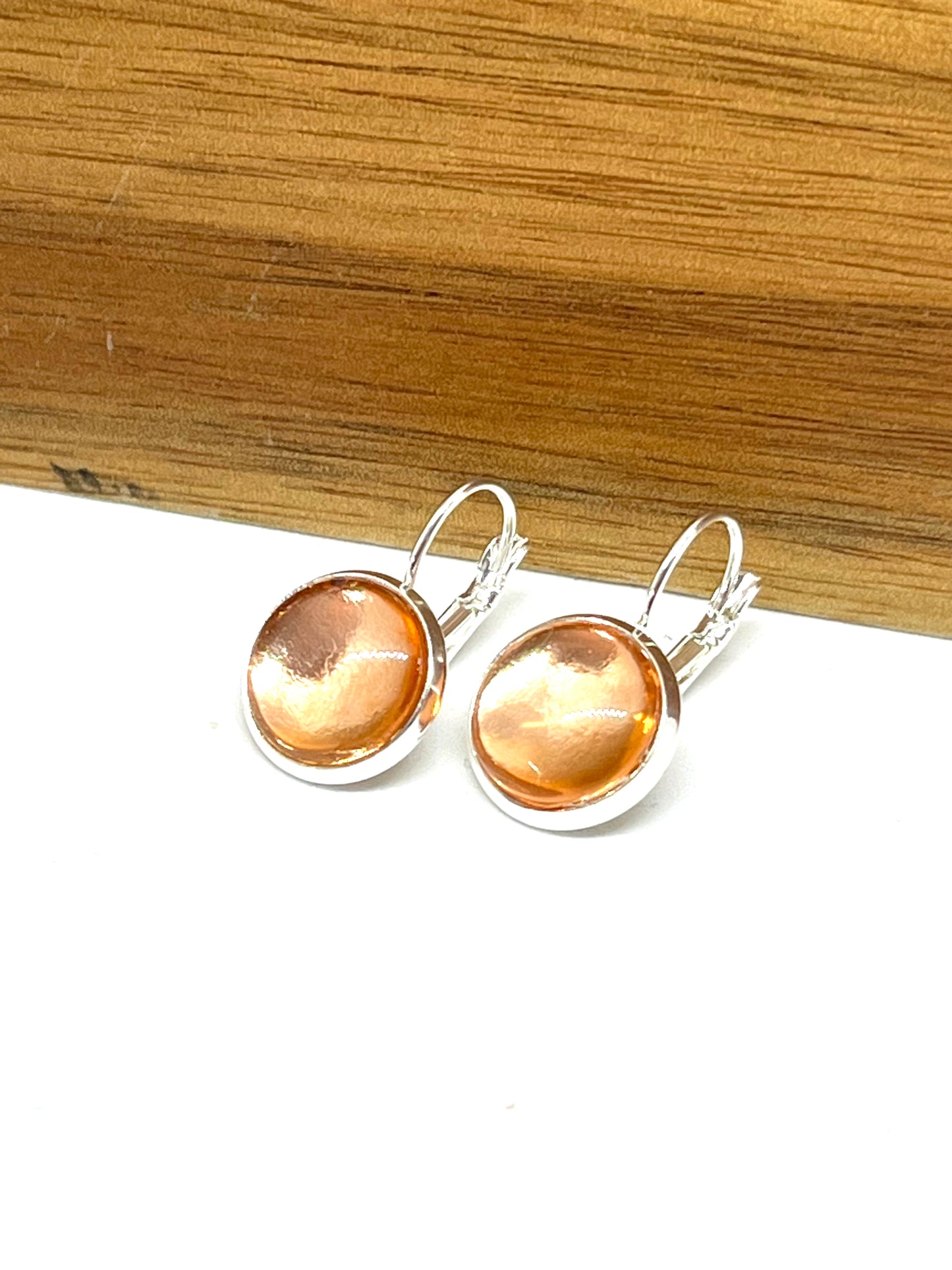 Bold Rose gold glass dome earrings