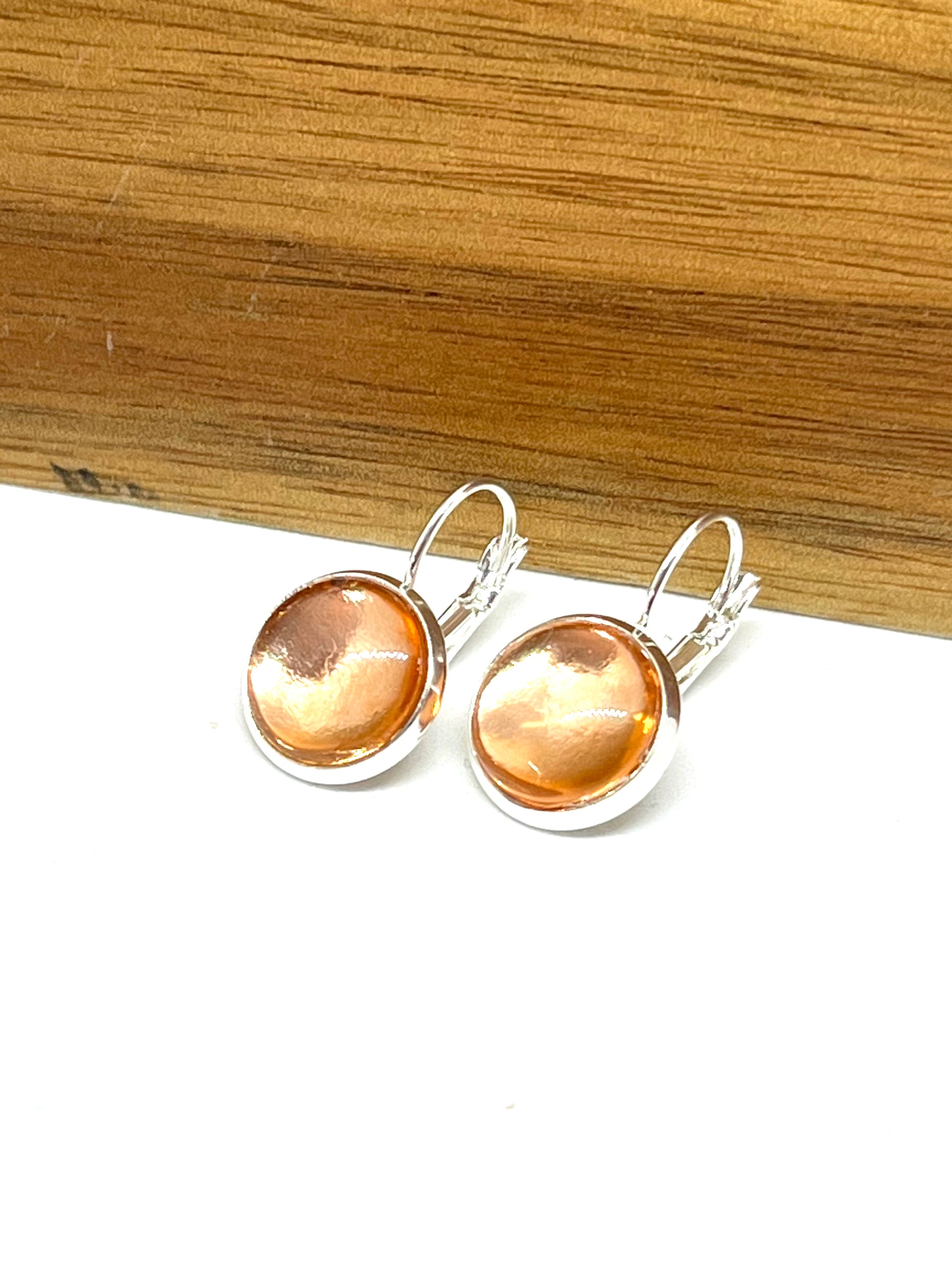 Bold Rose gold glass dome earrings