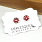 RUBY RED & GREY DAISY STUDS