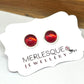 Ruby red glass dome studs set in silver 
