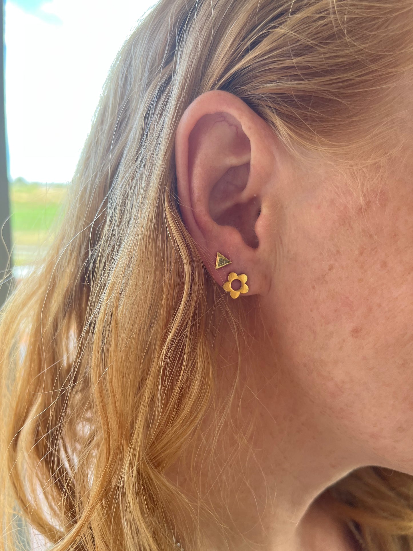 Tiny gold triangle stainless steel studs