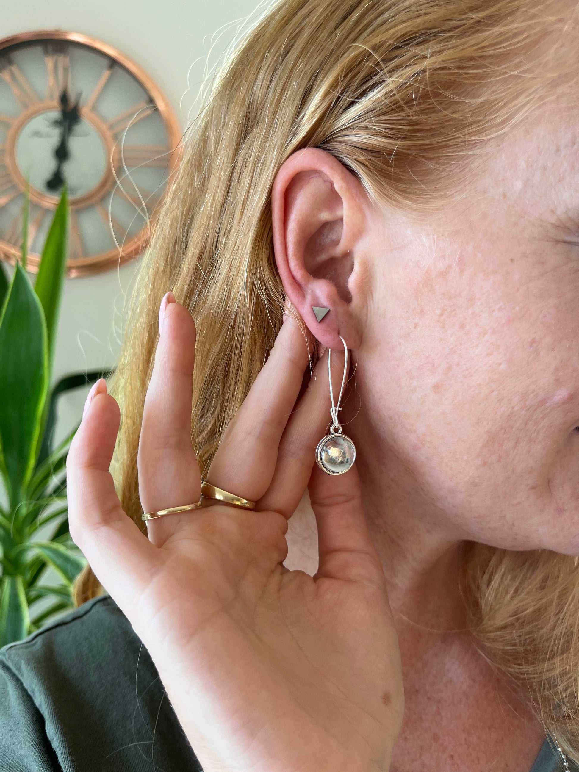 DOUBLE SIDED GOLD SILVER GLASS DOME EARRINGS Merlesque Jewellery