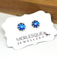 SAPPHIRE BLUE & GREY DAISY STUDS