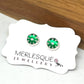 EMERALD  & GREY DAISY STUDS